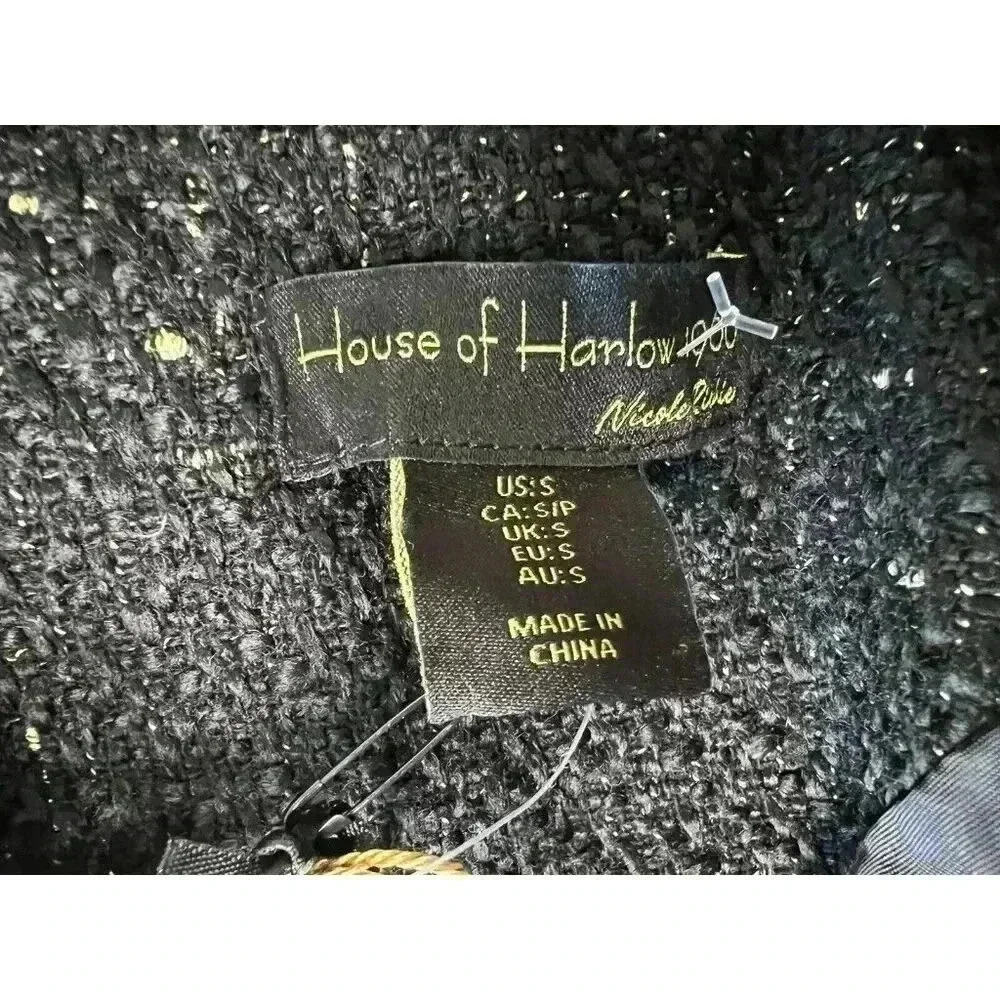 House Of Harlow 1960 Black Wool Blend Suit Career Jacket Women's Small NEW - Picture 2 of 4